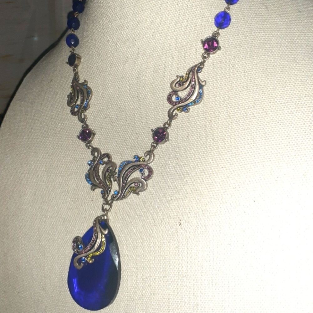 Chicos Gorgeous Large Statement Cobalt Blue Pewte… - image 4